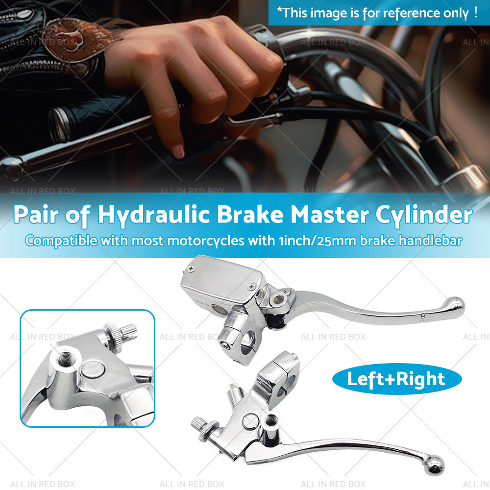1inch Chrome Motorcycle Handlebar Hydraulic Brake Master Cylinder and Clutch Lever-2