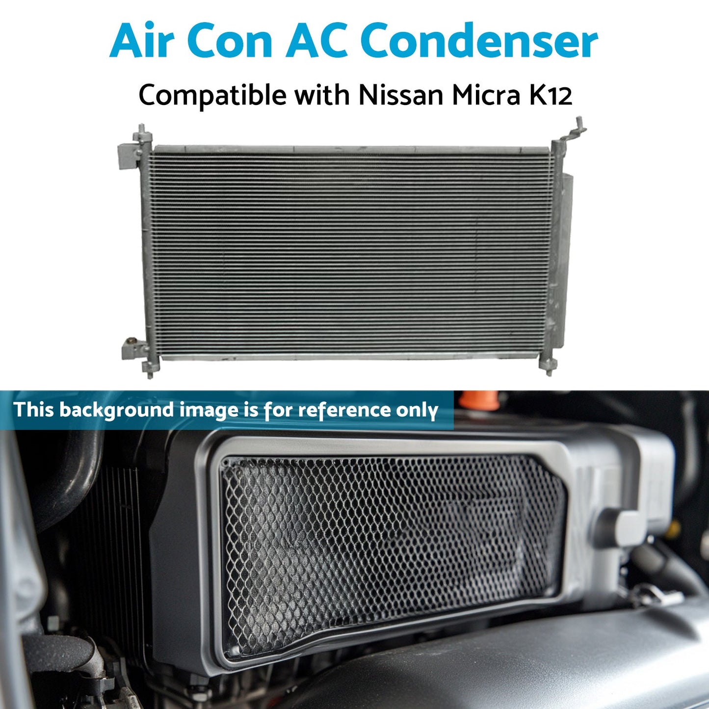 Air Con AC Condenser Suitable for Nissan Micra K12 07/2007-08/2010 650mm 16mm-4