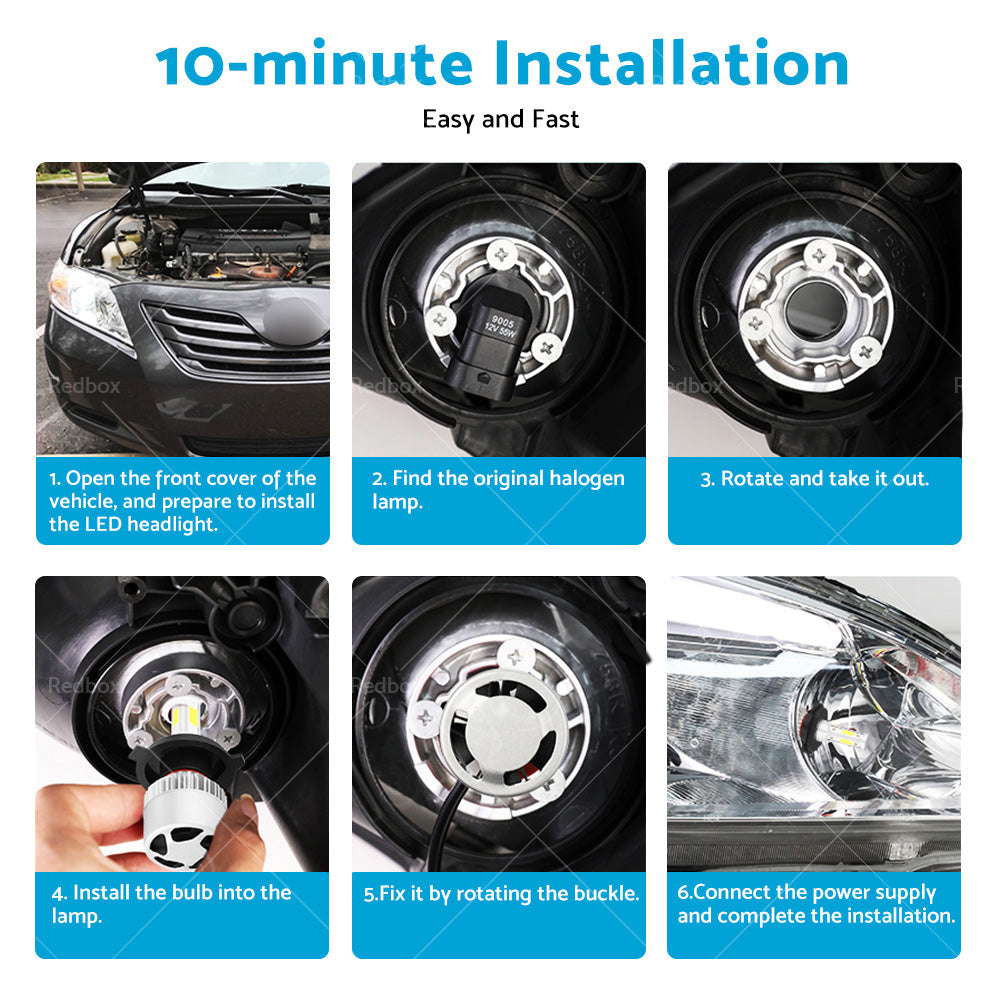 2x HB2 9003 H4 LED Headlight Globes Kit Hi or Low Beam 9000LM Brighter White-3