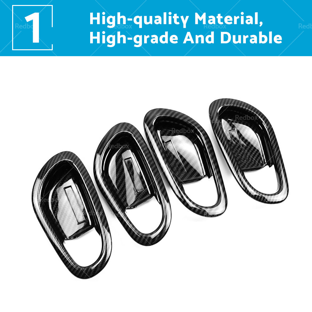 Carbon Black Interior Door Bowl Cover Trim Fit For Nissan Navara NP300 2015-2021-4