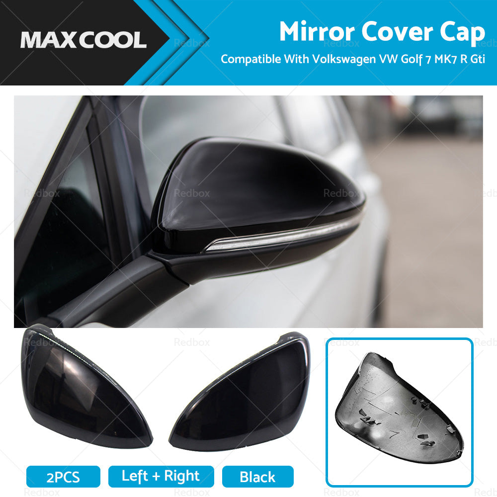 Glossy Black Mirror Cover Cap Suitable For Volkswagen VW Golf 7 MK7 R Gti 14-19-0