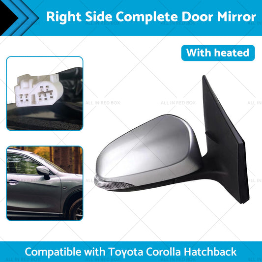 Door Mirror Suitable for Toyota Corolla ZRE182 12-18 Hatch Right Silver Heated-1