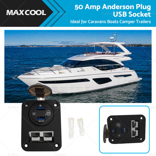 50 Amp Plug Dual USB Socket Flush Mount Recessed Plate QC 3. 0 3. 1A Port-1