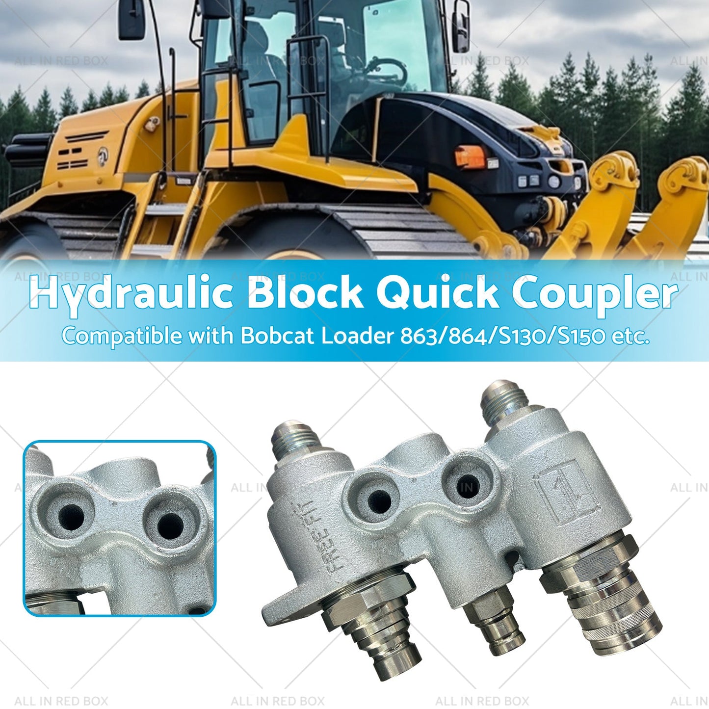 For Bobcat Hydraulic Block Quick Coupler Flat Face FFH Auxillary Valve 6678076-2
