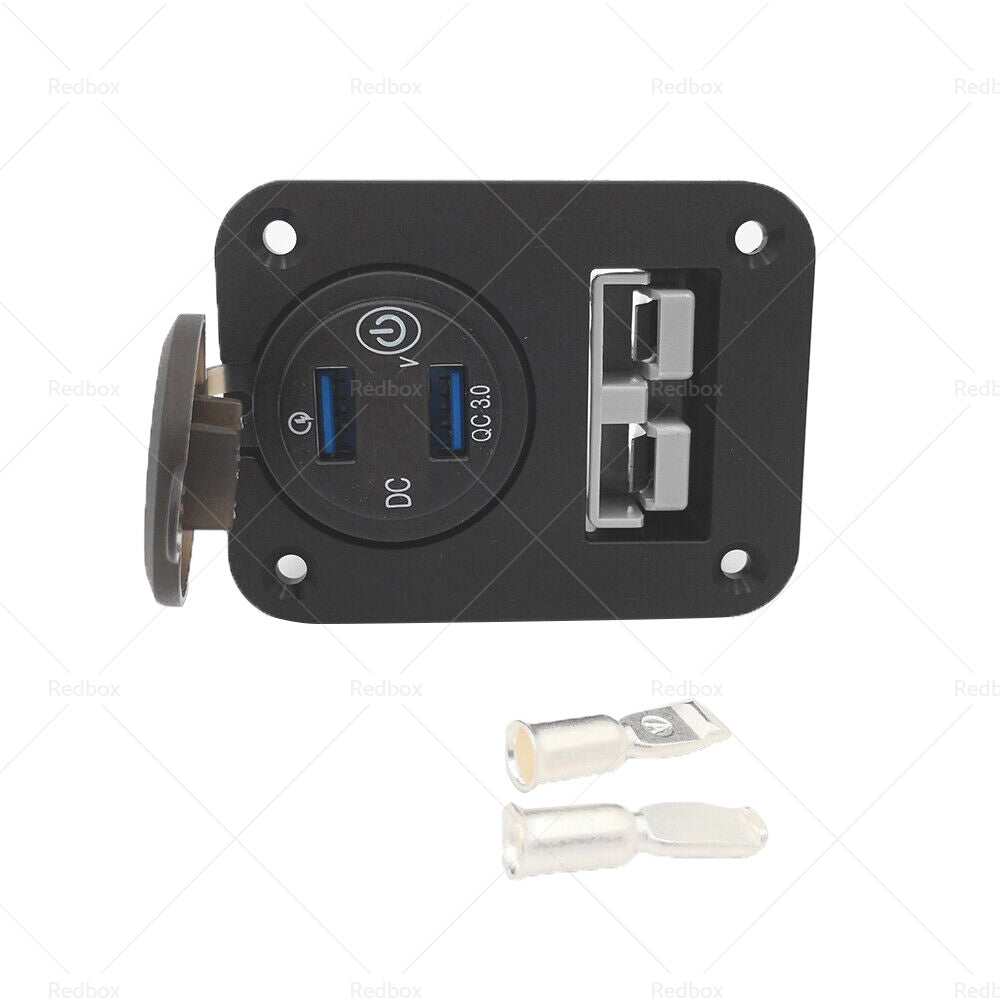 50 Amp Plug Dual USB Socket Flush Mount Recessed Plate QC 3. 0 3. 1A Port-4