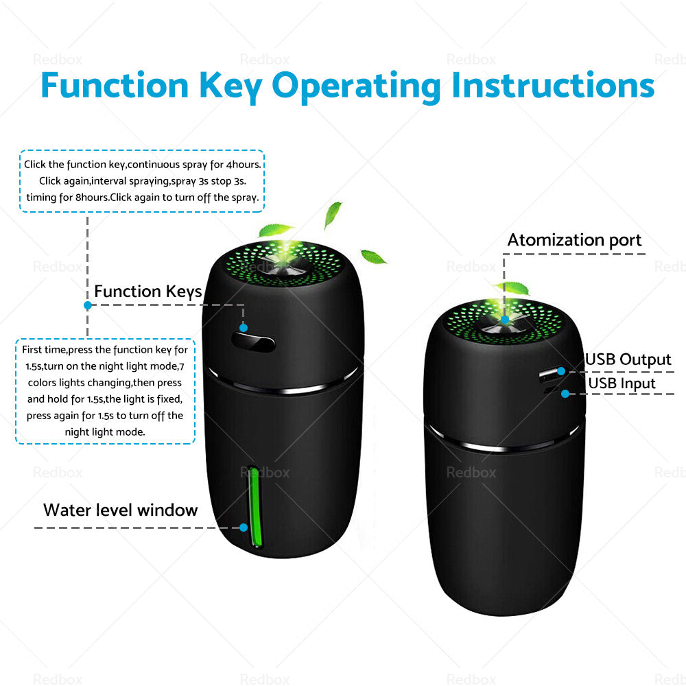 USB Car Air Purifier Diffuser Aroma Humidifier Mist Led Night Light Home-3