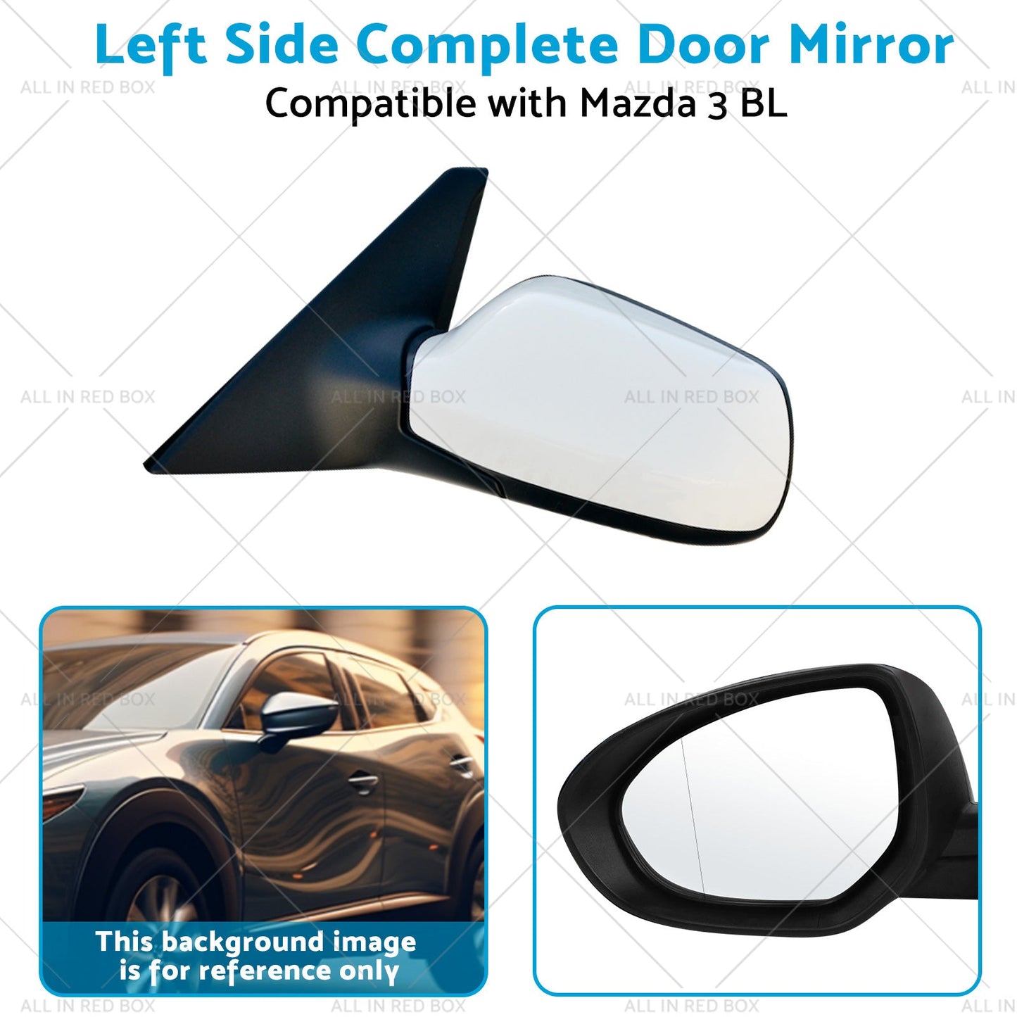 Left Door Mirror Suitable for Mazda 3 BL 2009-2013 NO Indicator White-3
