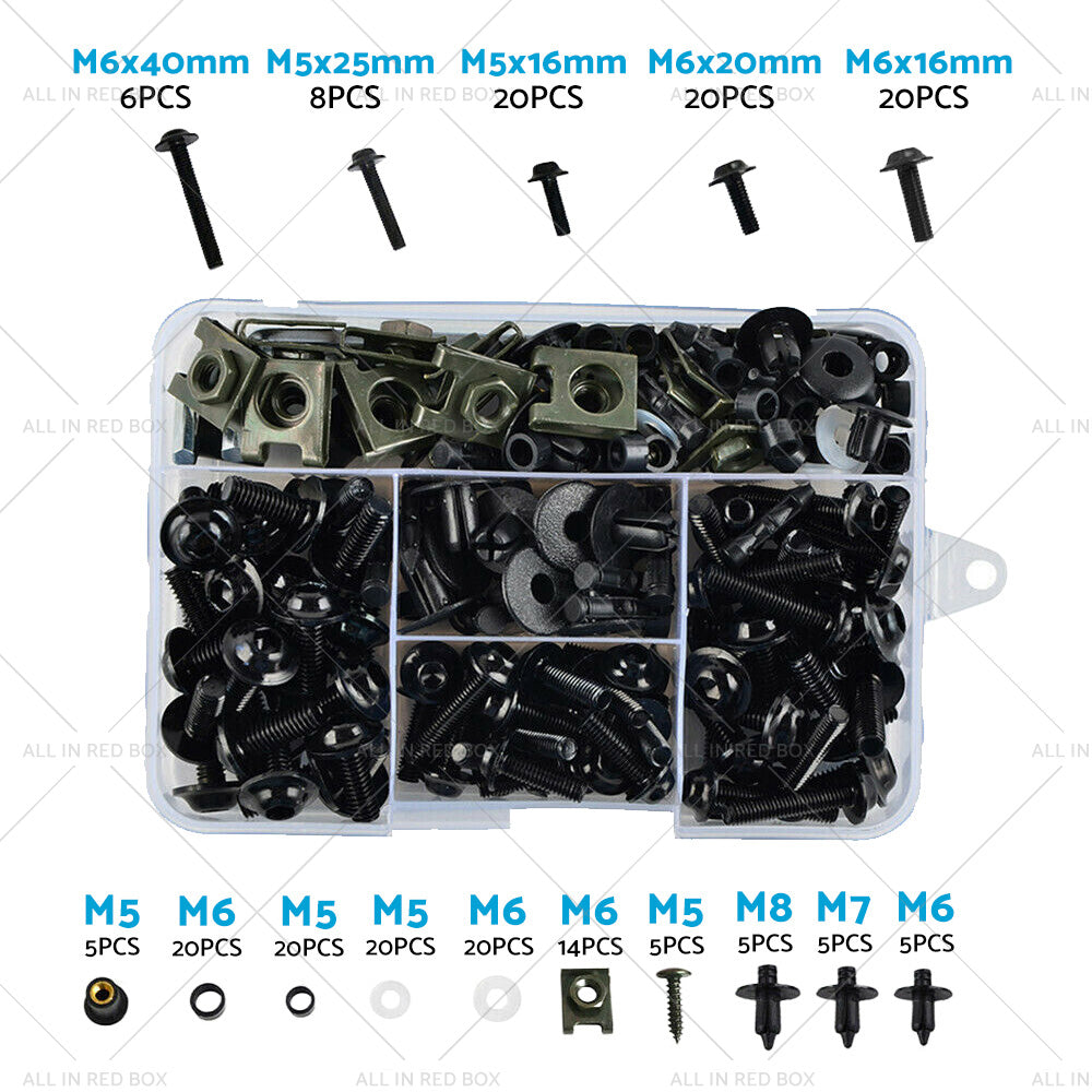 195PCS Motorcycle Fairing Bolt Body Screw Suitable For Kawasaki Ducati Honda-2