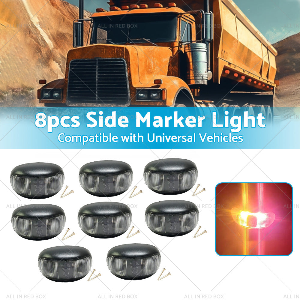 8pcs 2 LED Clearance Lights Side Marker Lamp Red Amber Trailer Truck 12V 24V-2