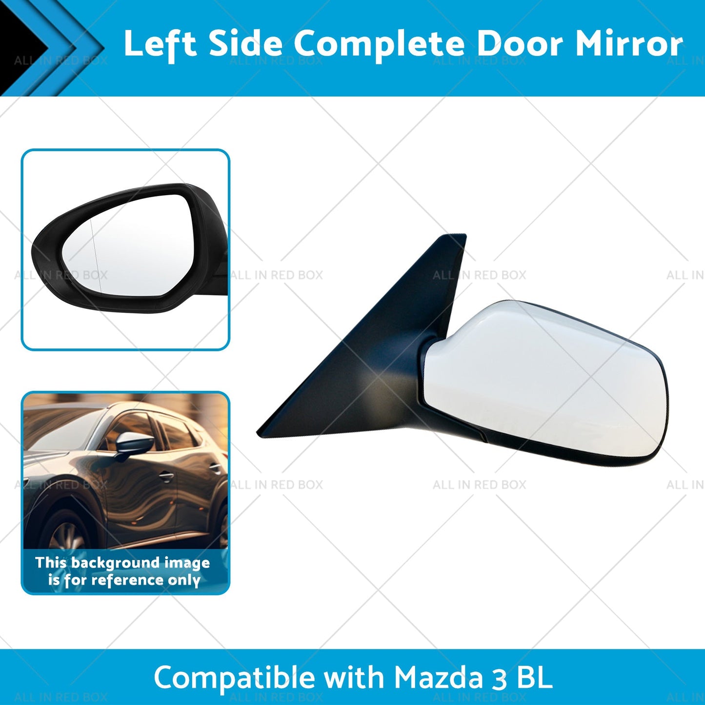 Left Door Mirror Suitable for Mazda 3 BL 2009-2013 NO Indicator White-1