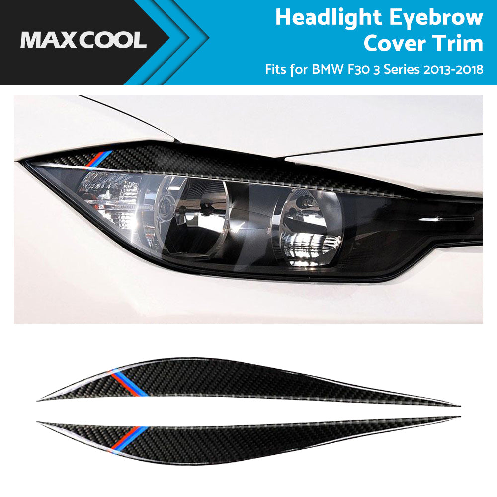 Carbon Fiber Eyelids Eyebrow Headlight Retrofit Accessories for BMW F30 3 Series-1