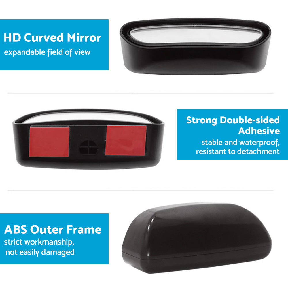 Pair Car Side Blind Spot Mirror Adjust Wide Angle Rear View HD Auxiliary Parking-4