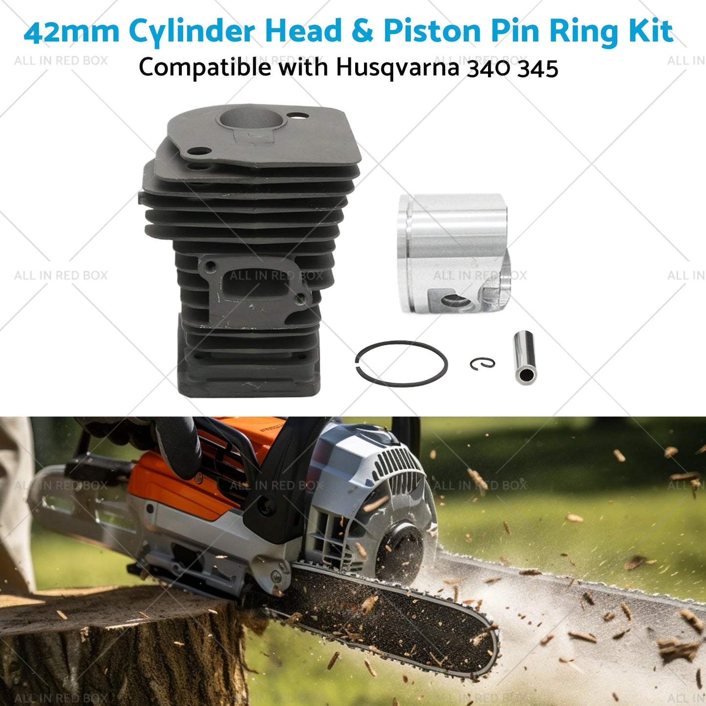 42mm Cylinder Head and Piston Pin Ring Kit Suitable for Husqvarna 345 340 Chainsaw-3