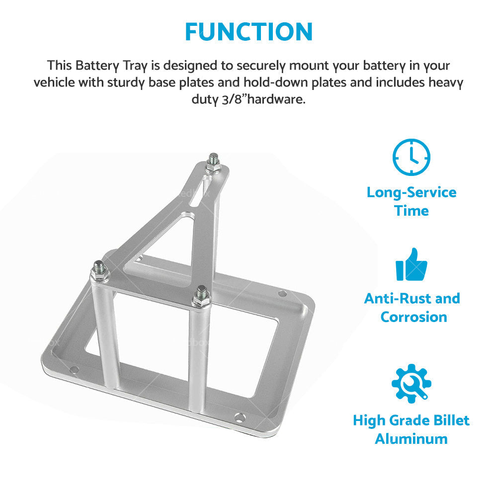 Universal Aluminum Billet Battery Tray Hold Down Relocation Box Mount OEM 551181-3