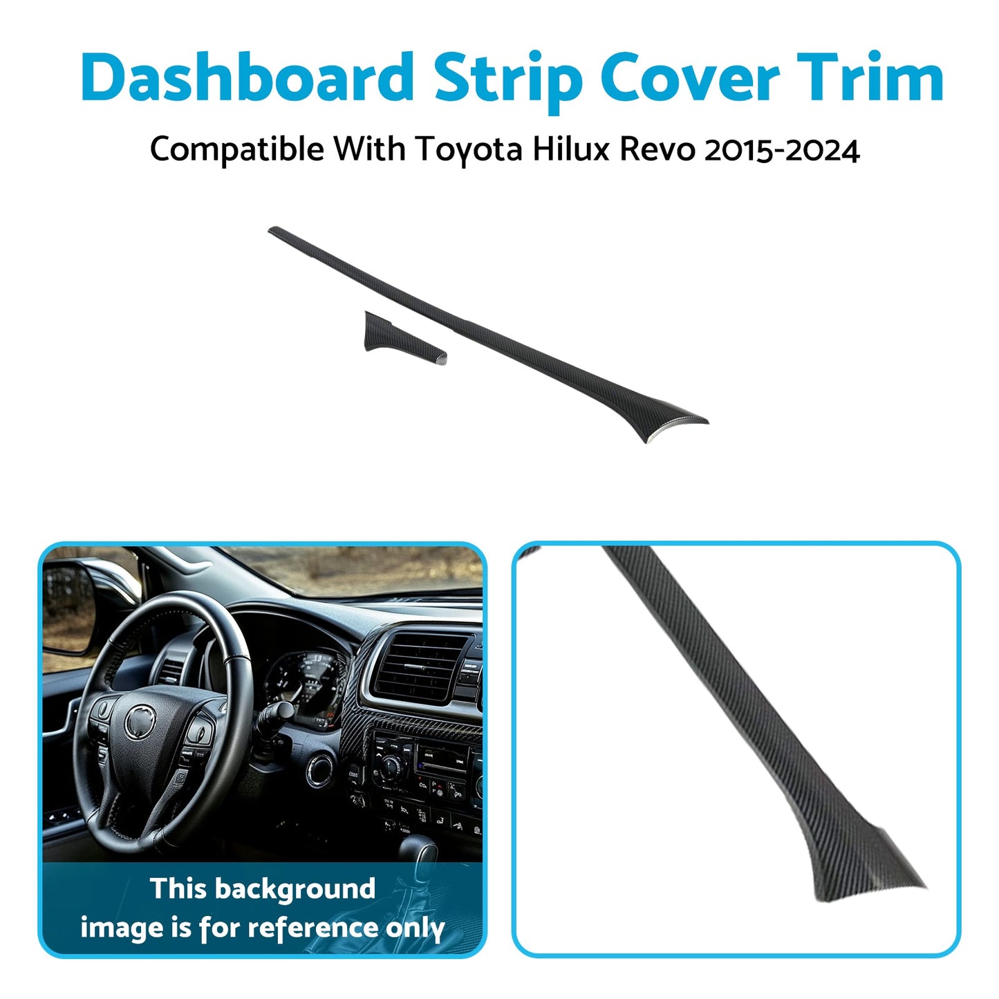 ABS Carbon Dashboard Strip Cover Trim Suitable For Toyota Hilux Revo 2015-2024-3