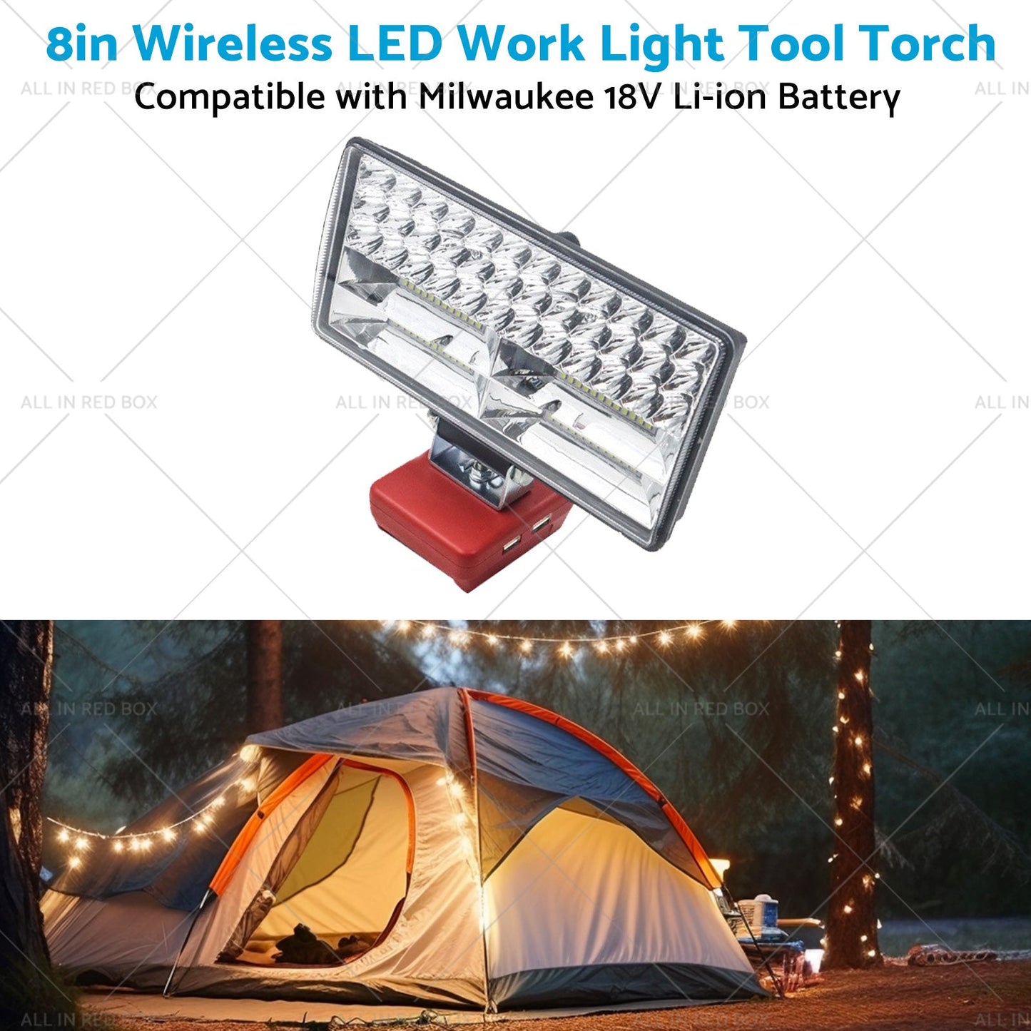 8in LED Work Light Tool Torch Wireless Suitable for Milwaukee 18V Li-ion Battery-3