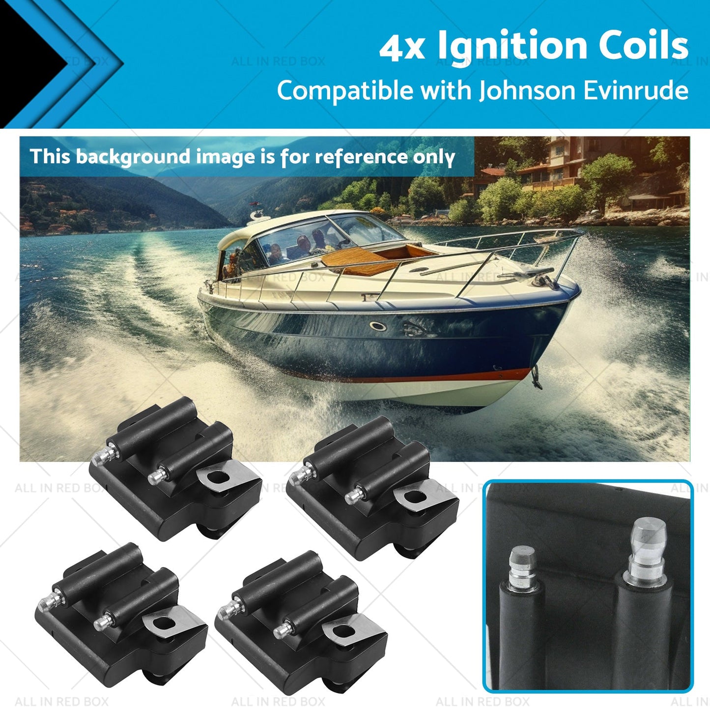 4x Ignition Coils Suitable for Johnson or Evinrude 2-Stroke 8-300HP Motor 582508-0