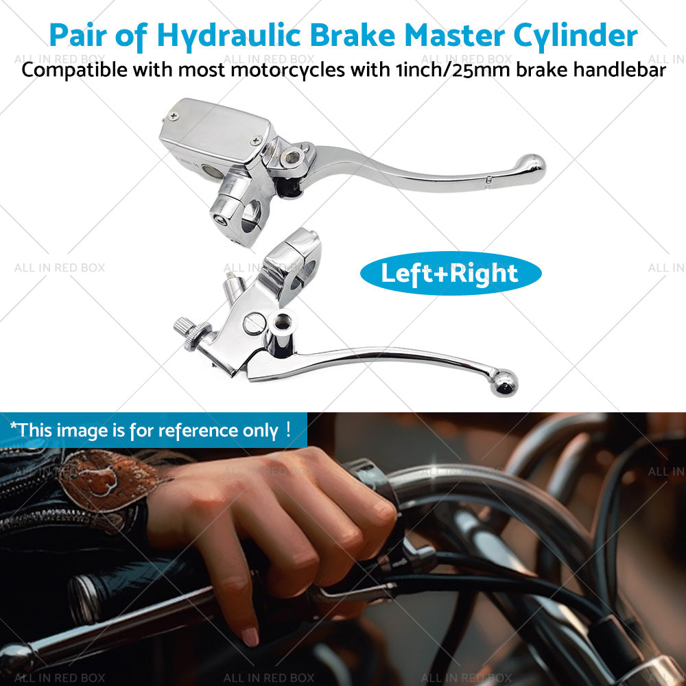 1inch Chrome Motorcycle Handlebar Hydraulic Brake Master Cylinder and Clutch Lever-3