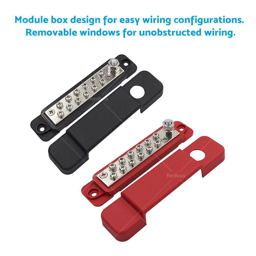 2pcs 12 Terminal Power Distribution Block Bus Bar DC 48V 12P Wiring Bars AU-4