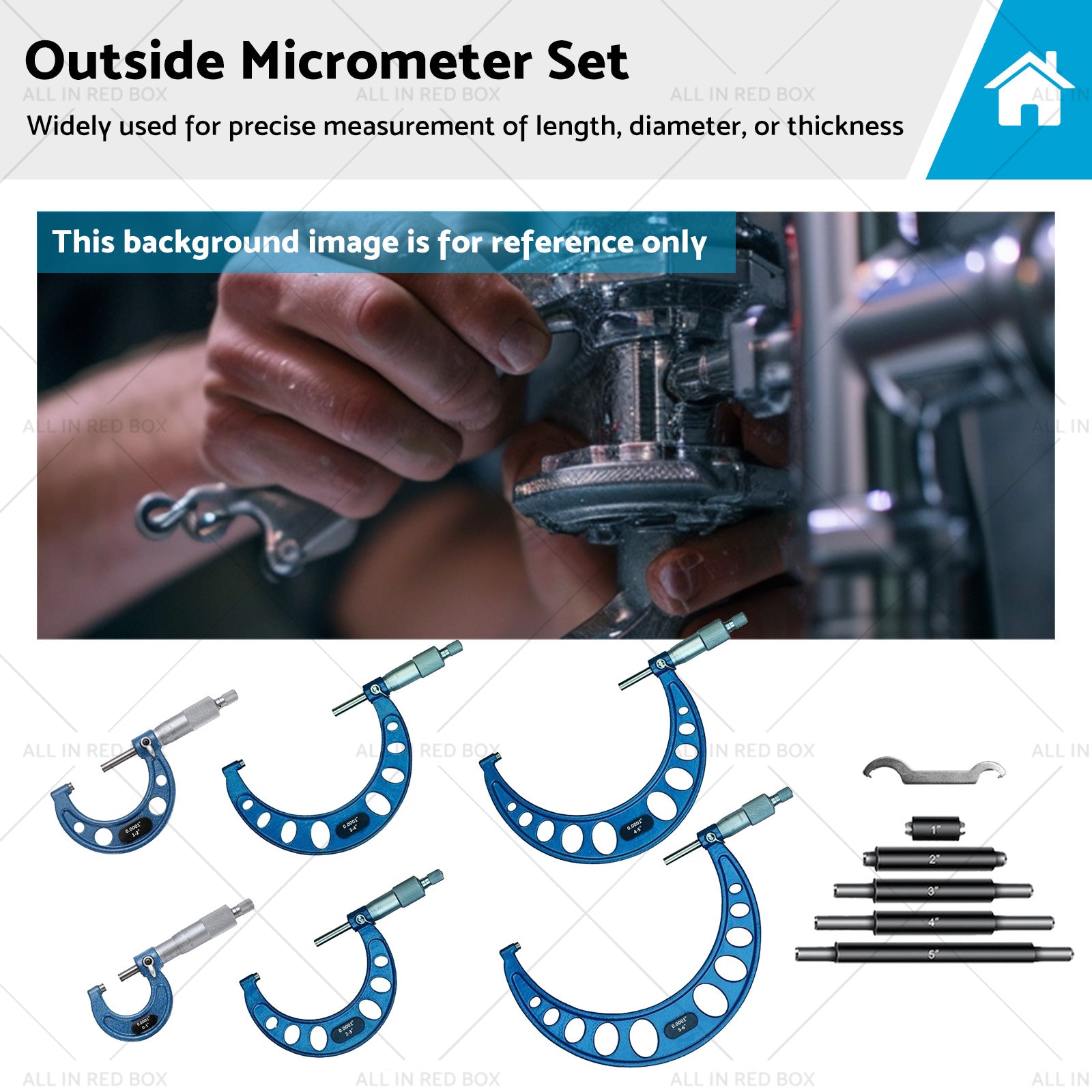 6pcs or set 0-6 inch  Outside Micrometer set Machinist Tool Carbide 0. 0001 inch-0