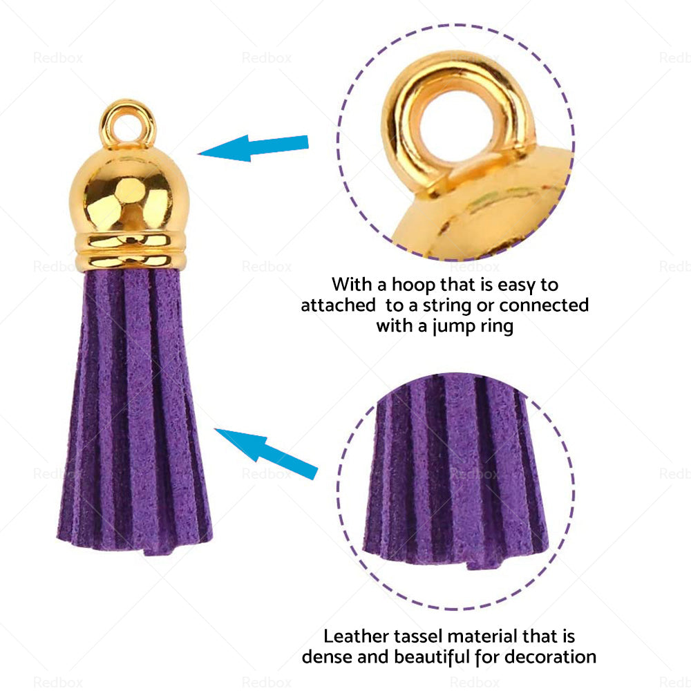 250PCS Keychain Ring Tassels Bulk Colored Leather Tassel Pendants Jewelry DIY-4