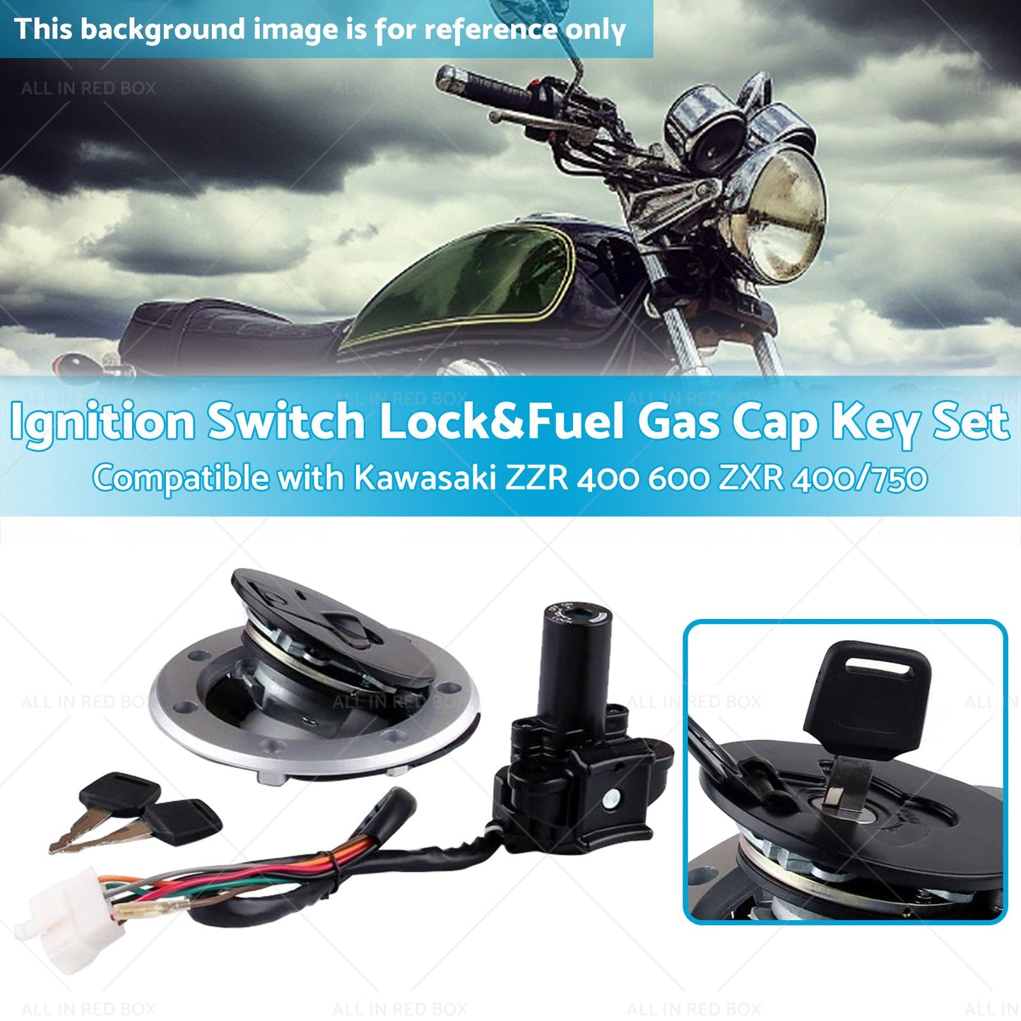 For Kawasaki ZZR 400 600 ZXR 400 750 Ignition Switch Lock and Fuel Gas Cap Key Set-2