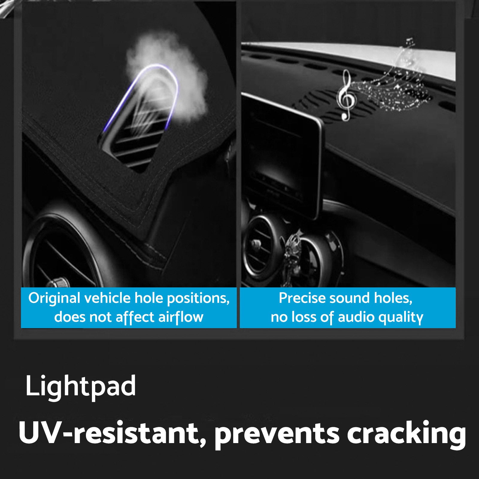 1x Non-Slip Microfiber Leather Dash Mat Suitable For Ford Ranger 2022-2025-4