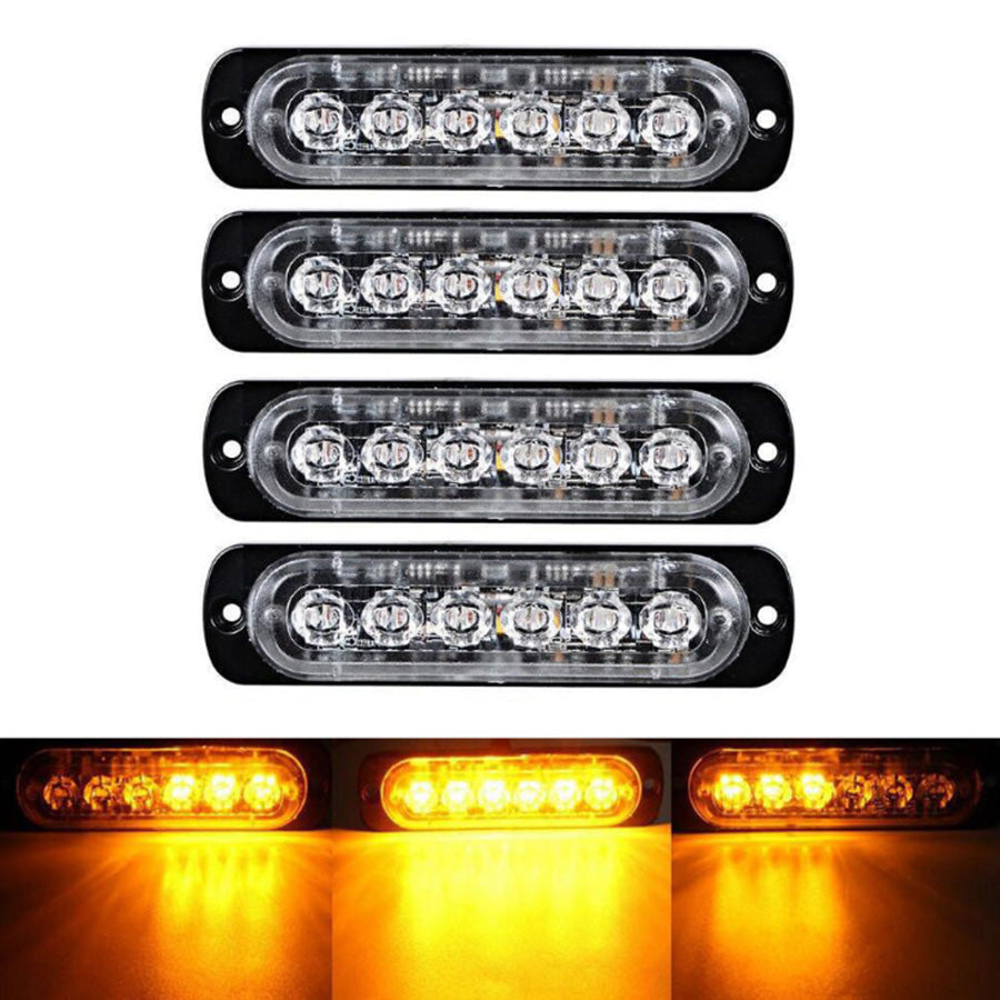10 Pcs Amber Recovery Strobe 6 LED Lights Orange Grill Breakdown Flashing Beacon-2