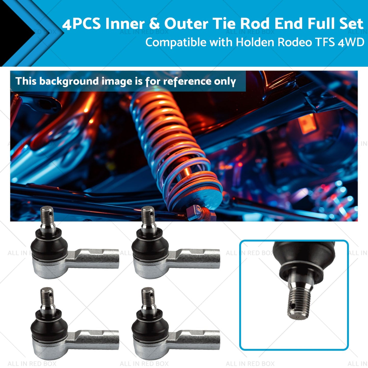 4PCS Inner  and  Outer Tie Rod End Full Set Suitable for Holden Rodeo TFS 4WD 89-03-0