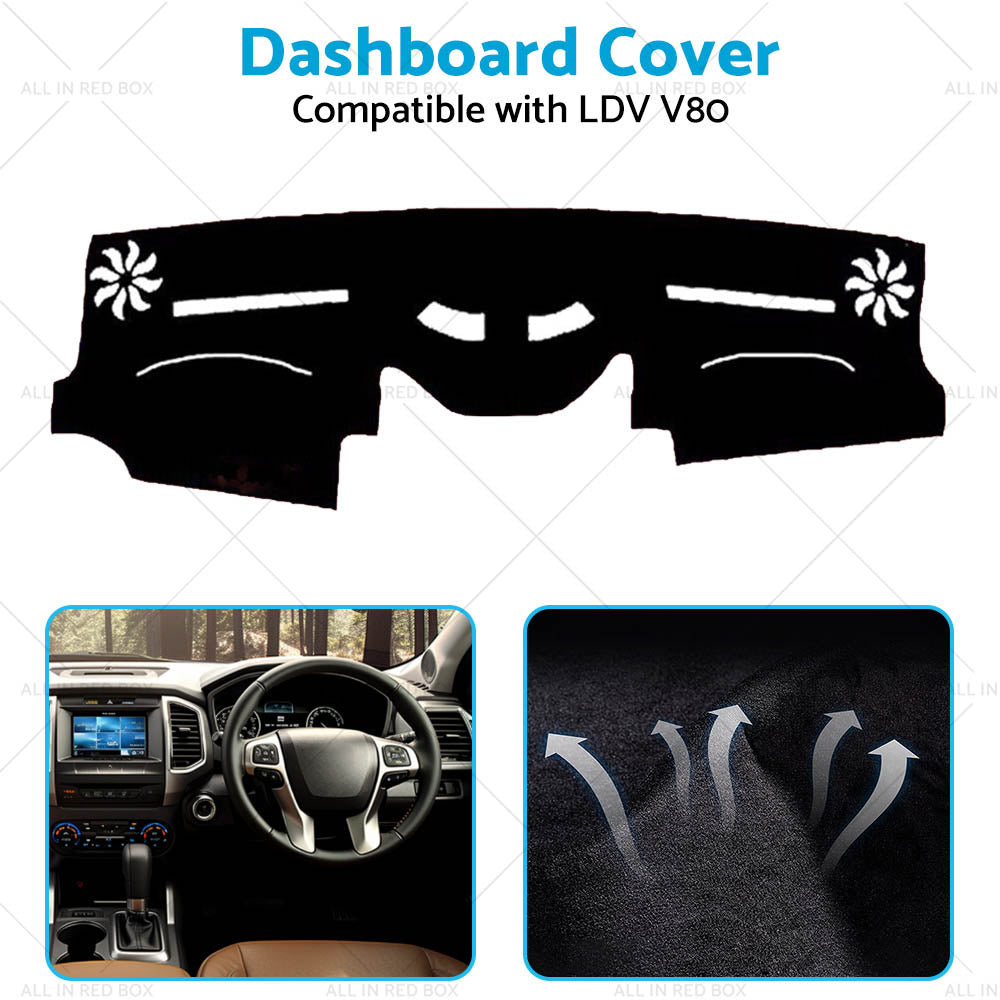 Non-Slip Dash Mat Suitable for  LDV V80 2013-2023 Dashboard Cover Black AU-4