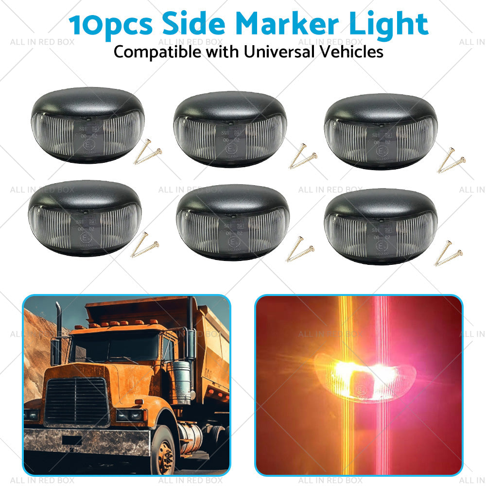 10pcs 2 LED Clearance Lights Side Marker Lamp Red Amber Trailer Truck 12V 24V-4