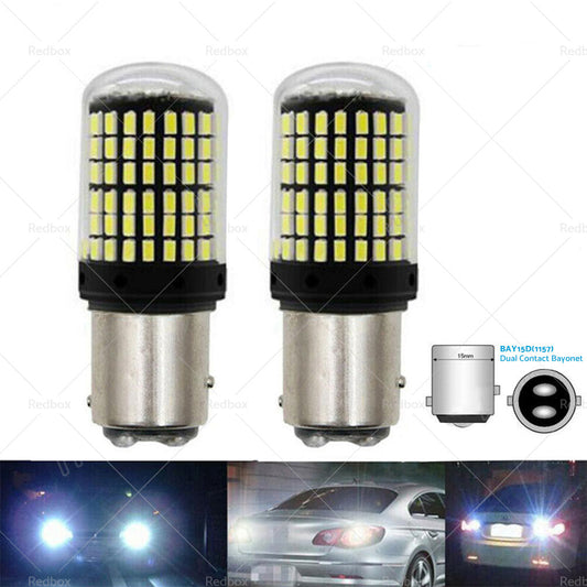 2X P21 or 5W BAY15D 1157 144SMD White LED Canbus Stop Tail Brake Light Bulbs-1