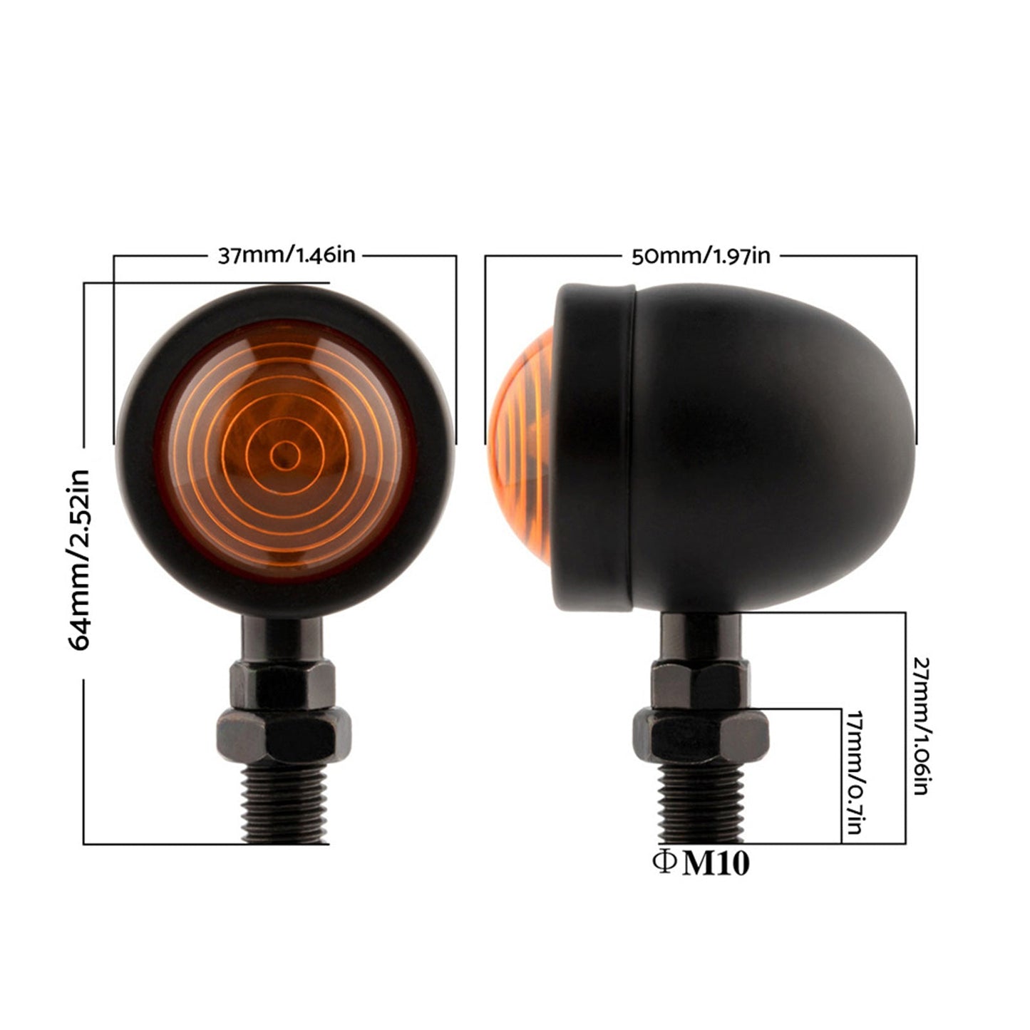 4x Black Motorcycle Amber Bullet Indicators Universal Turn Signal Blinkers Lamp-4