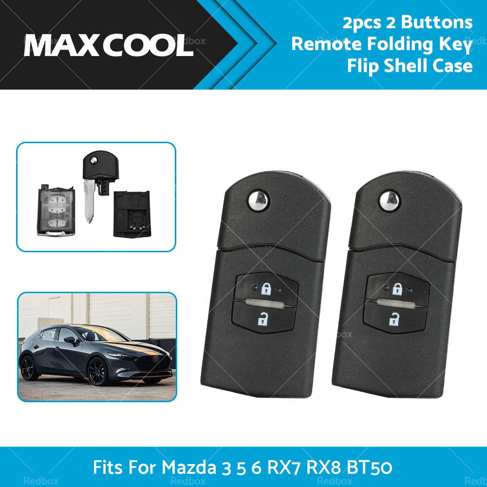 2Pcs x2 Button Remote Flip Key Car Shell Case Cover For Mazda 3 5 6 RX7 RX8 BT50-1
