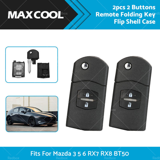 2Pcs x2 Button Remote Flip Key Car Shell Case Cover For Mazda 3 5 6 RX7 RX8 BT50-1