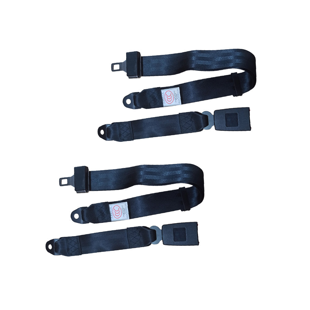 2x 2-Point Retractable Adjustable Lap Sash Seat Belt Strap Suitable For Car & Truck-2