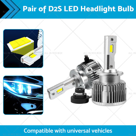 Pair of D2S LED Headlight Bulbs HID Conversion Kit 6000K White Plug  and  Play 90W-1