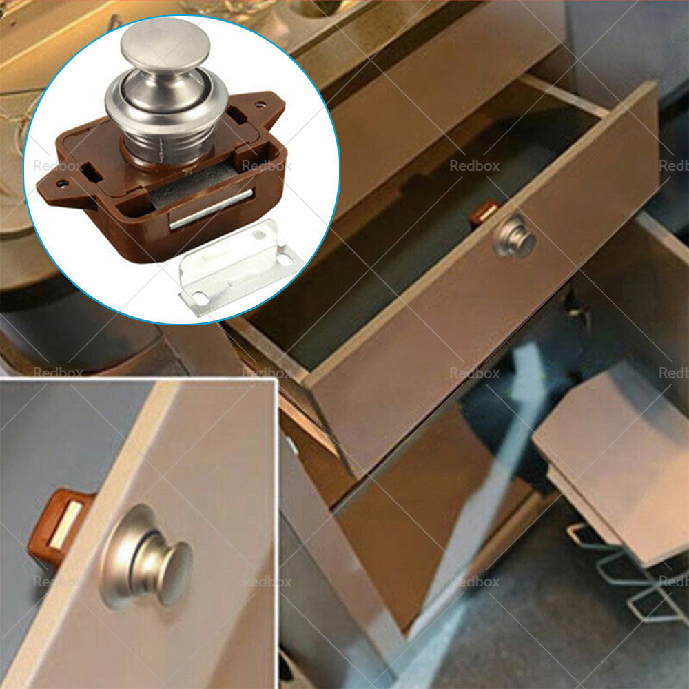 Push Button Latch Knob Catch Lock For RV Drawer Cupboard Door Caravan Cabinet AU-3