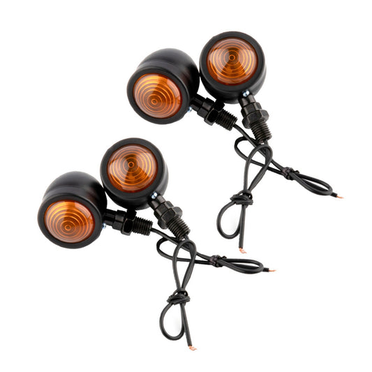 4x Black Motorcycle Amber Bullet Indicators Universal Turn Signal Blinkers Lamp-0