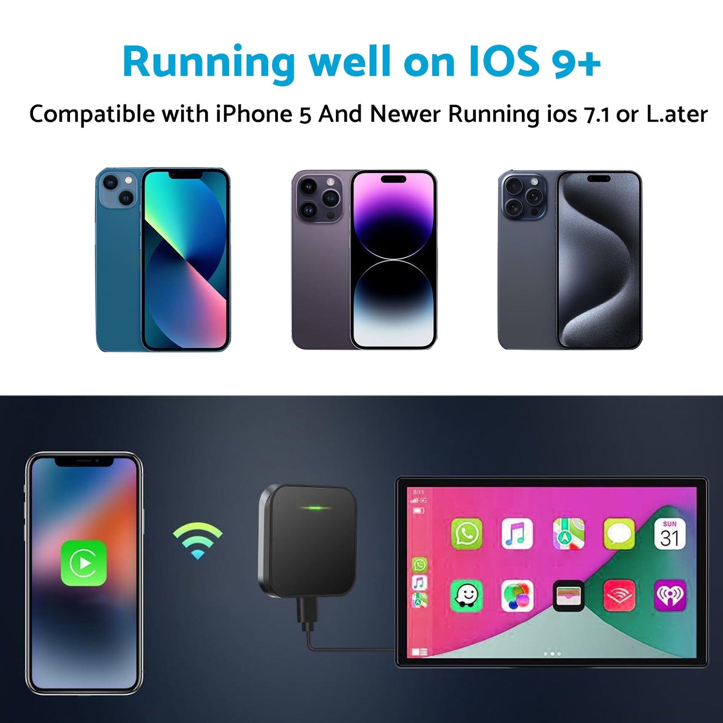 Bluetooth USB Wireless Receiver Black Suitable for Apple CarPlay Adapter-3