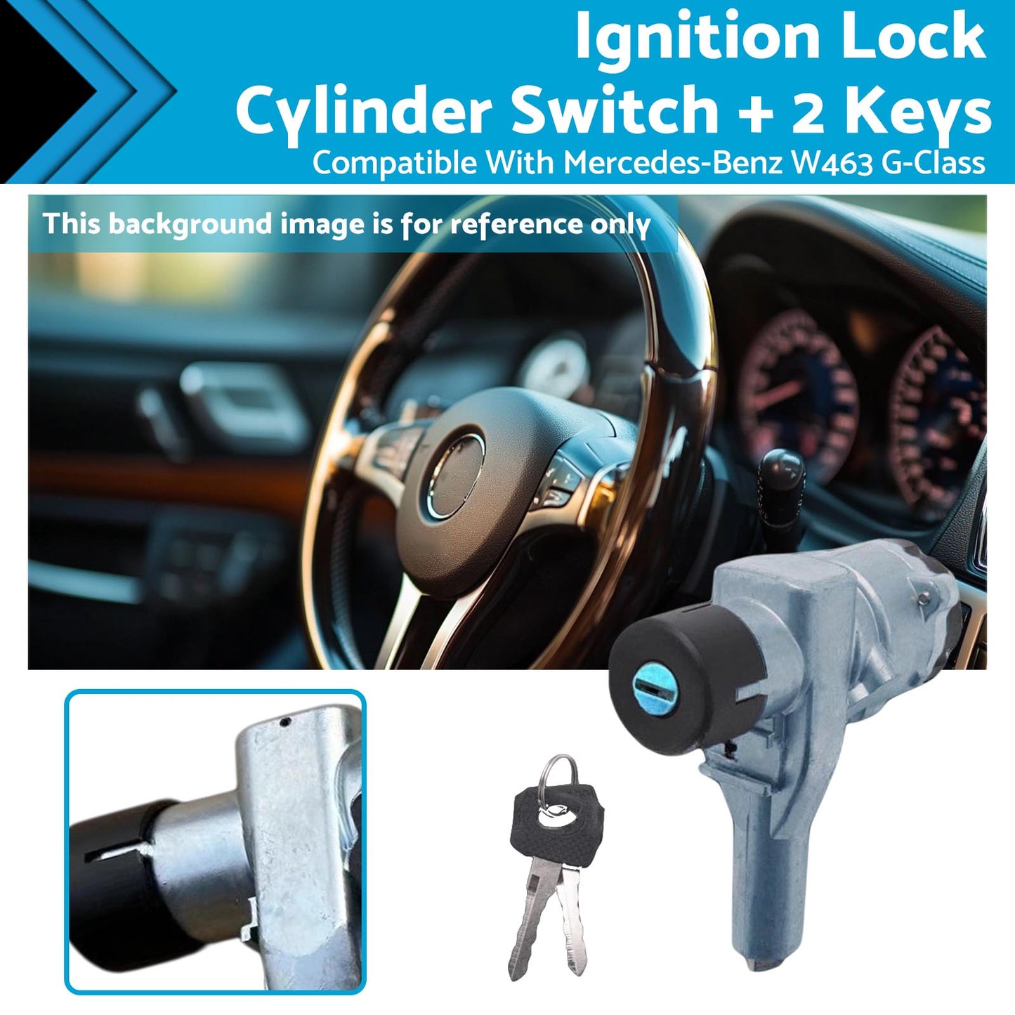 Ignition Lock Cylinder Switch + 2Keys Suitable For	 Benz W463 G-Class 0014621630-0