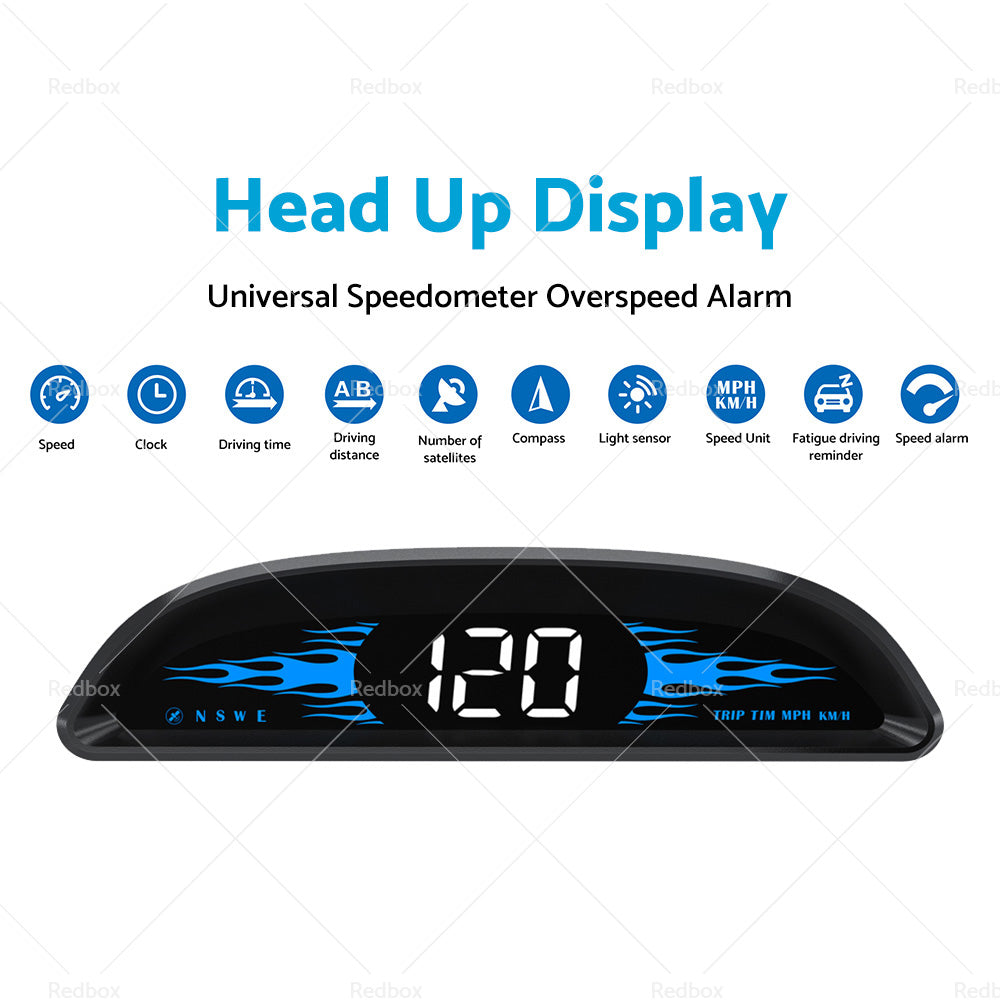 Car HUD Head Up Display LCD Digital GPS Speedometer Overspeed Alarm Universal-1