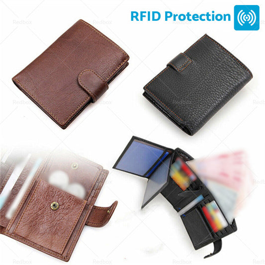 RFID Blocking Leather Wallet Slim Mens Purse Trifold Credit Card Holder-1