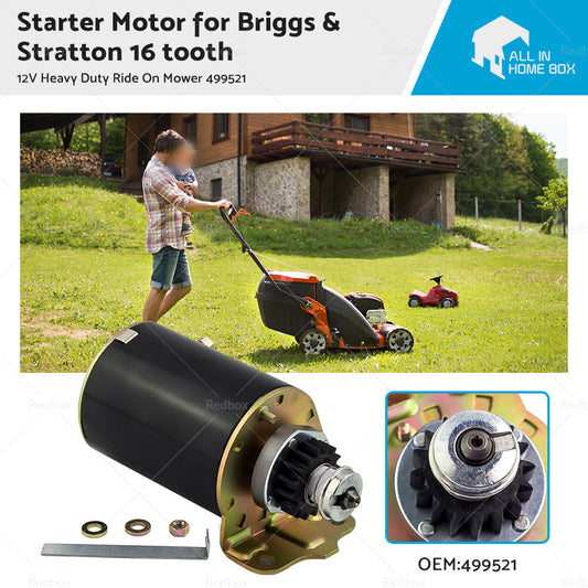 Starter Motor for Briggs  and  Stratton 16 tooth 12V Heavy Duty Ride On Mower 499521-0