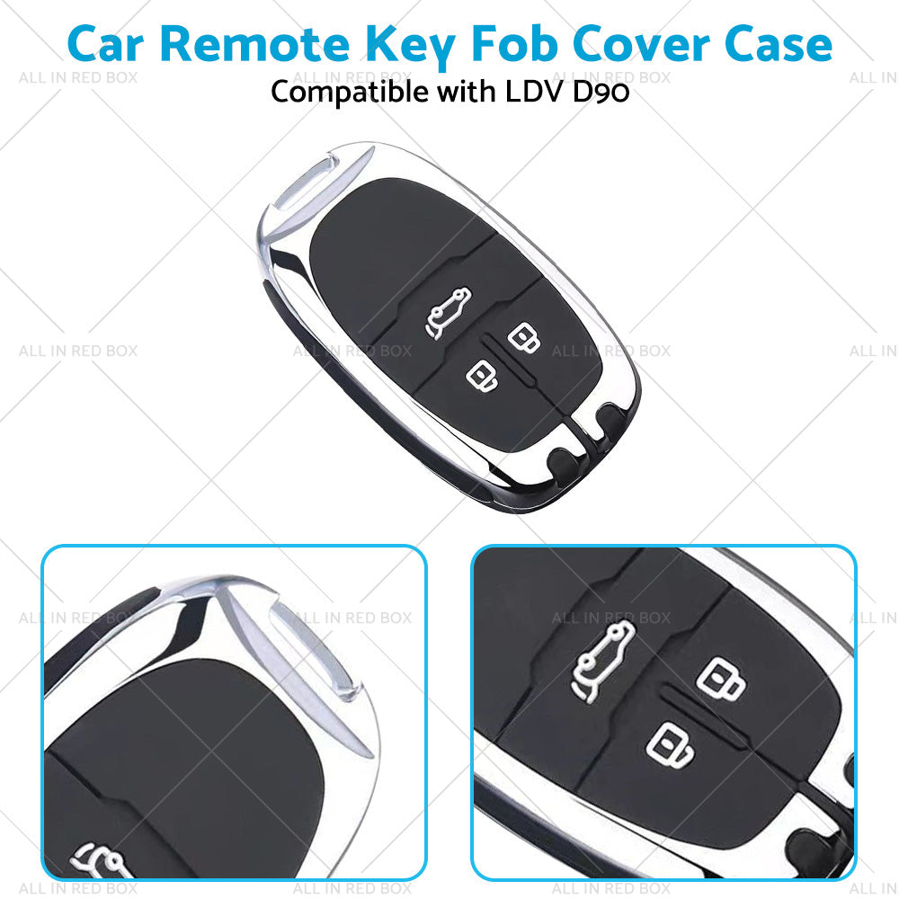 Zinc Alloy Remote Key Fob Case Cover Shell Suitable For LDV D90 3buttons Silver-3