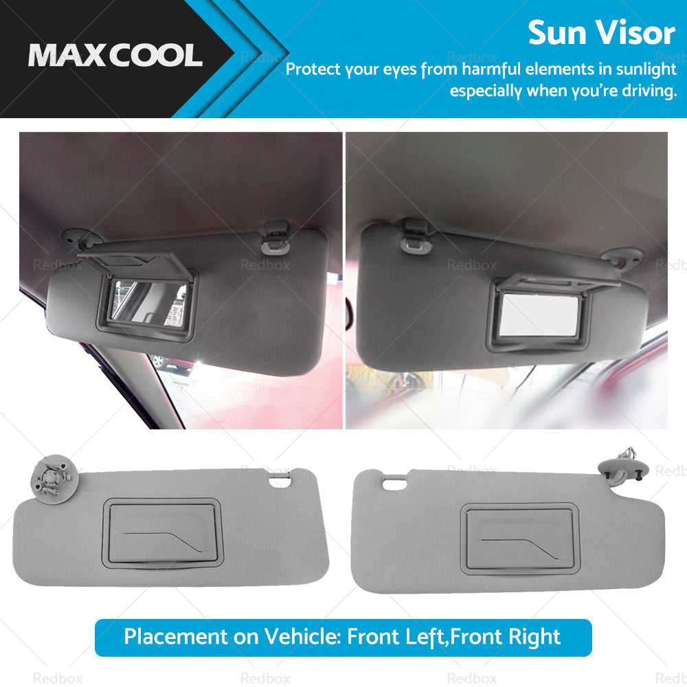 Pair Sun Visor Left Right Suitable For Holden Barina TM 2011-2018 Grey-0