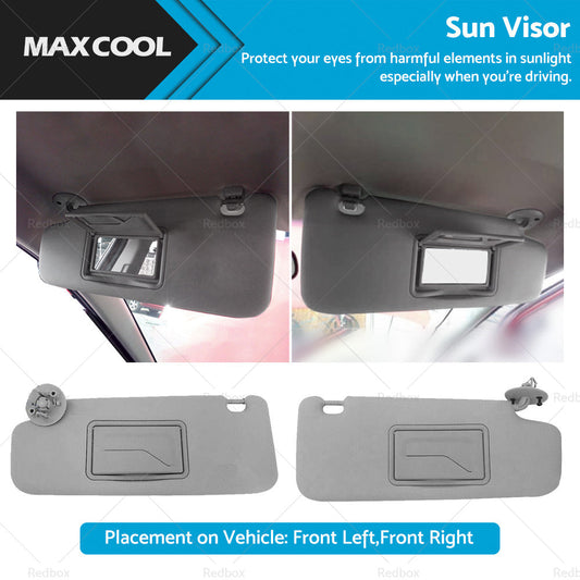 Pair Sun Visor Left Right Suitable For Holden Barina TM 2011-2018 Grey-0