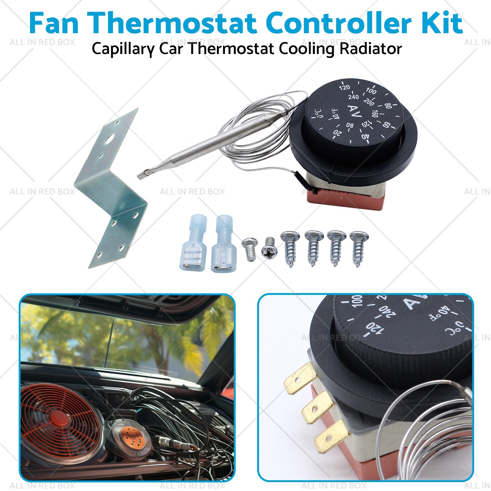 12V Adjustable Fan Thermostat Kit Thermostat Controller Kit 0-120 Celsius-3