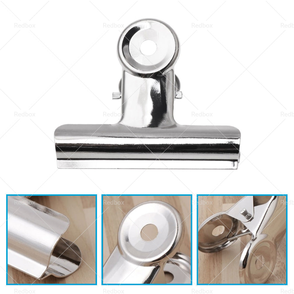 6/12PCS Stainless Steel Bulldog Paper Clip Metal Office Binder Grip Clamp 75mm-4