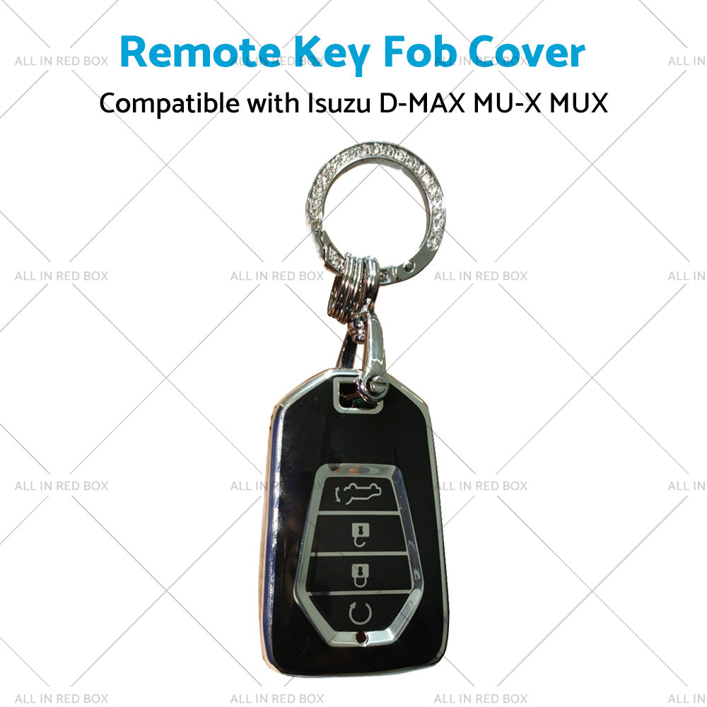TPU Car Remote Key Fob Cover Suitable for Isuzu D-MAX MU-X MUX 4 Button Black-3